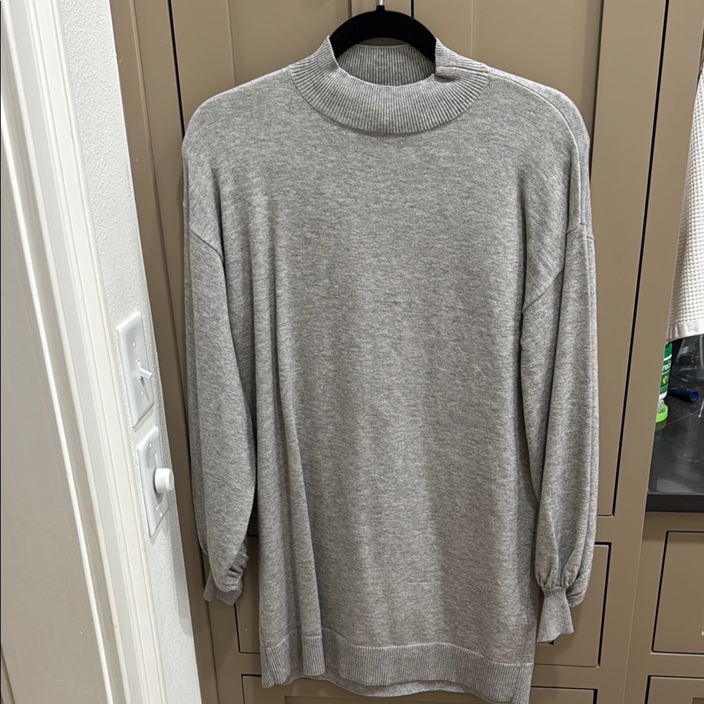 Mock neck Gray Sweater dress